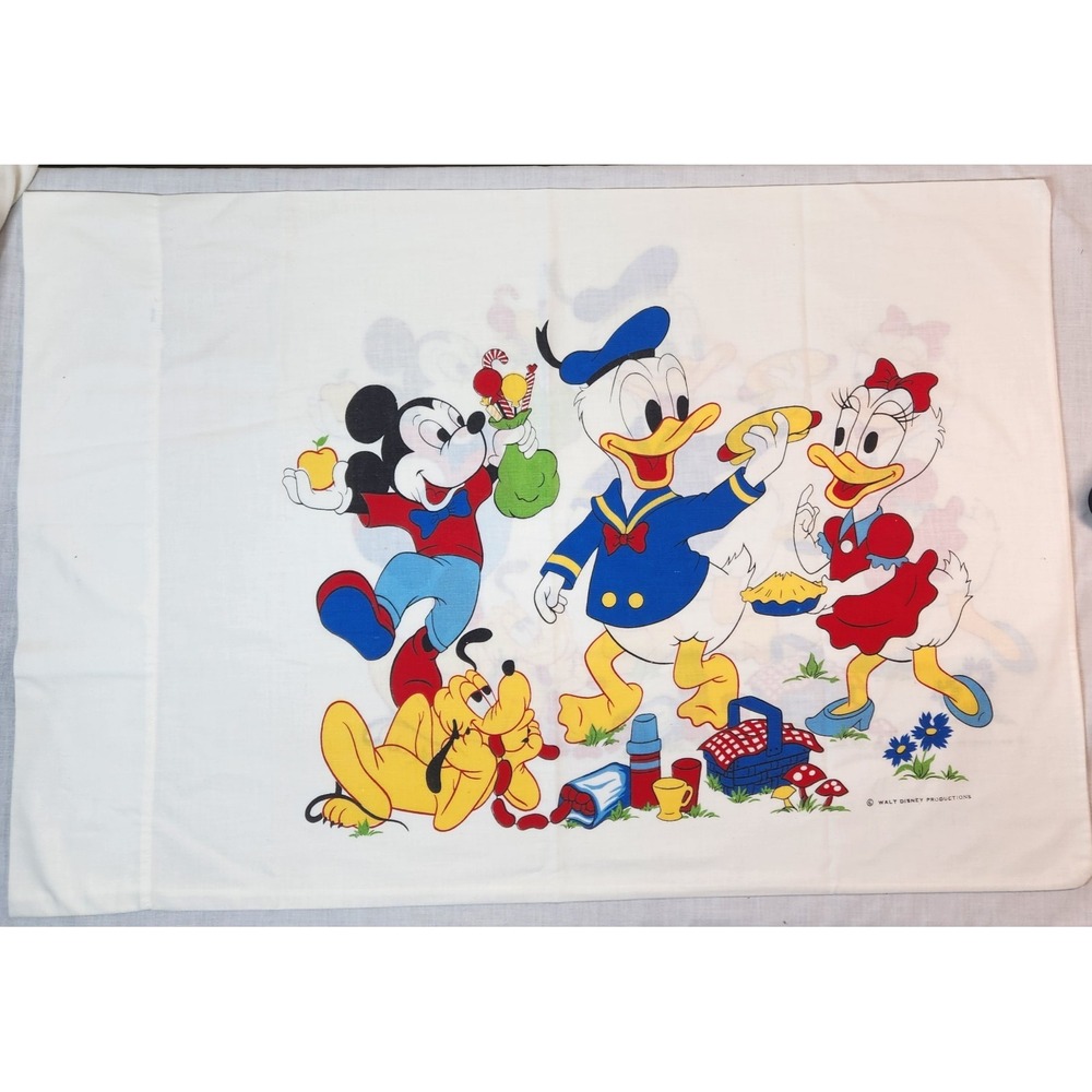 Vintage Mickey‎ Mouse Twin Sheet Set Walt Disney Production Fitted, Flat, 1 Case